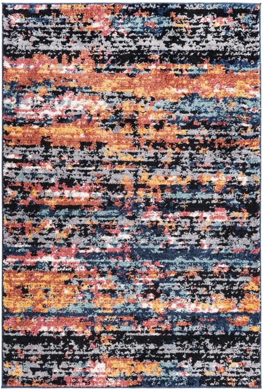 4' x 6' Nelson · Abstract striped rug, multicolor and navy
