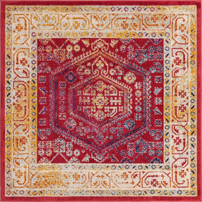 6' x 6' Broadhurst · Border rug, magenta