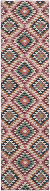 2' 7 x 10' Lomax · Geometric diamond Outdoor Rug, pink and multi