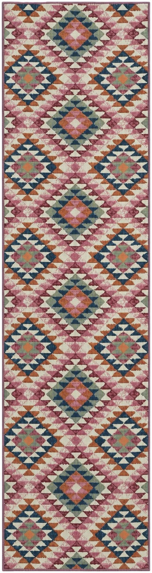 2' 7 x 10' Lomax · Geometric diamond Outdoor Rug, pink and multi