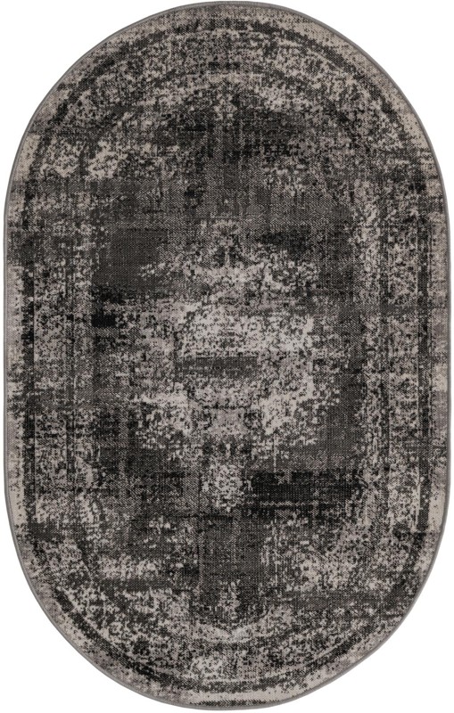 Eloise · Distressed medallion rug, gray and ivory