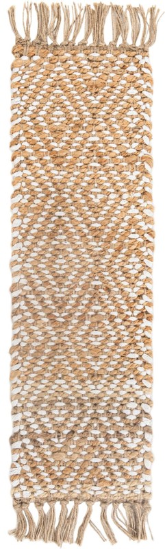 0' 9 x 2' 6 Holland · Geometric diamond Braided Jute Rug, natural and ivory