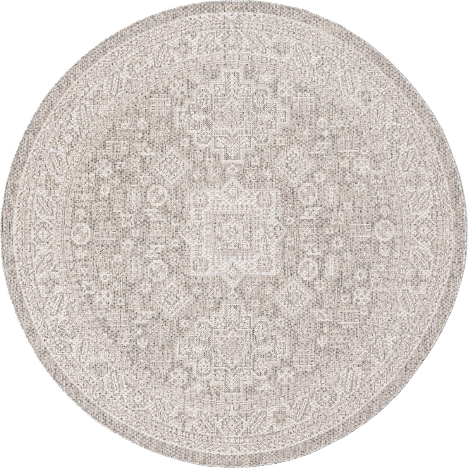 7' 10 x 7' 10 Bellamy · Border Outdoor Rug, light gray