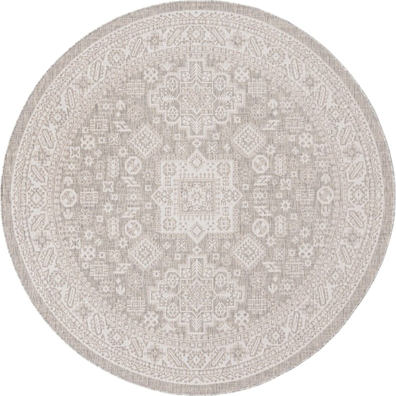 7' 10 x 7' 10 Bellamy · Border Outdoor Rug, light gray