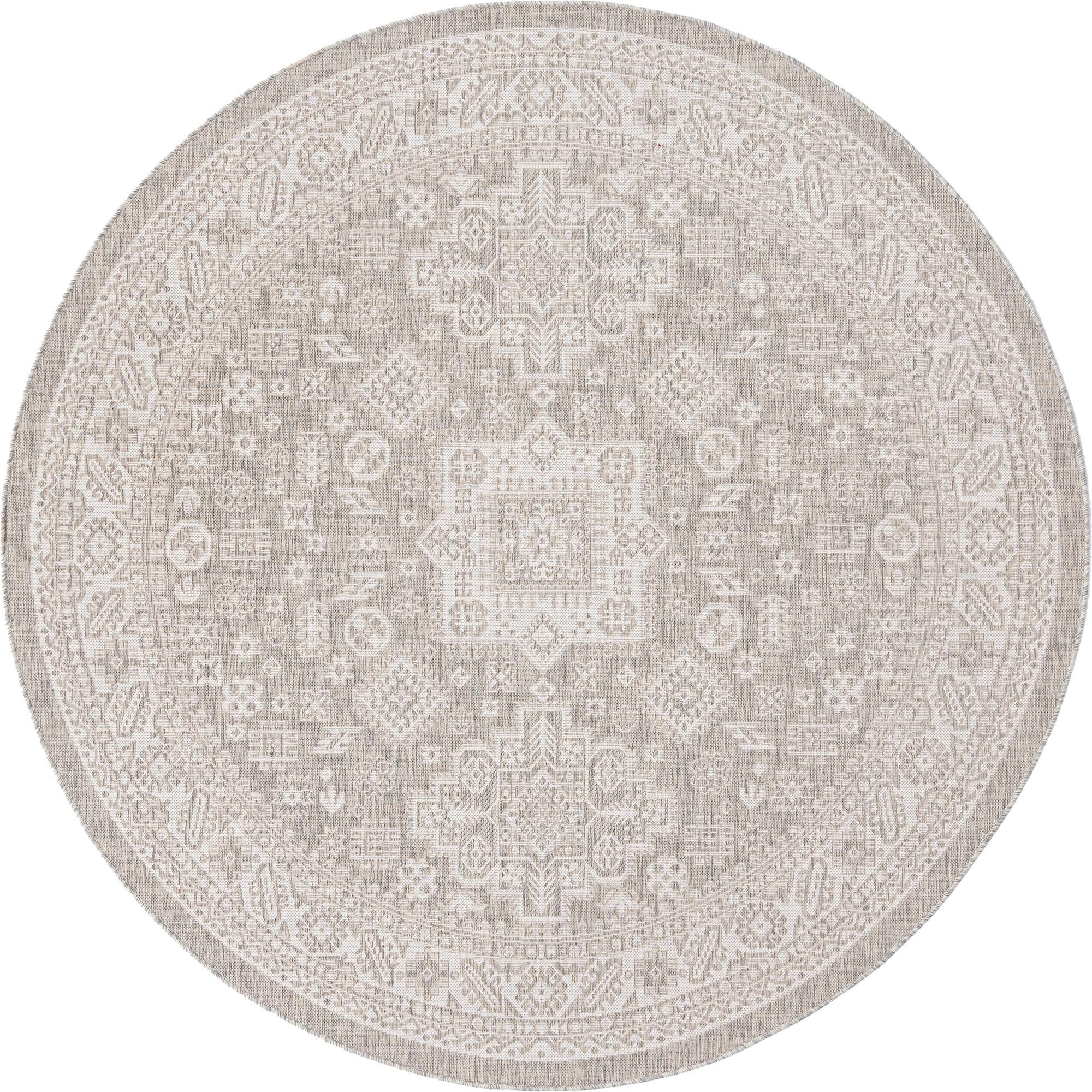 7' 10 x 7' 10 Bellamy · Border Outdoor Rug, light gray