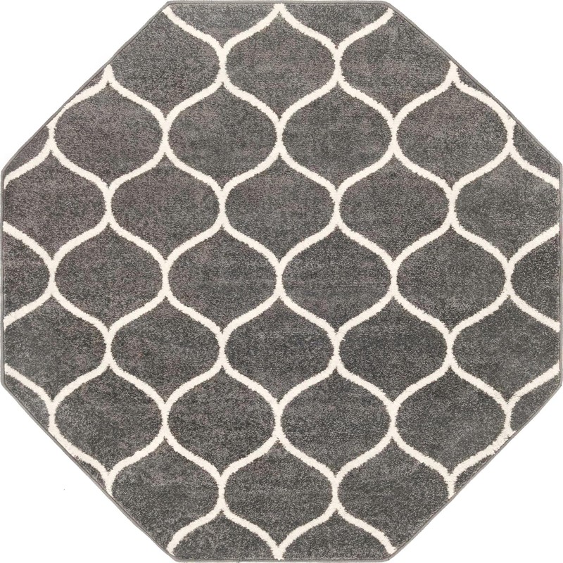 5' 3 x 5' 3 Ingram · Lattice rug, dark gray and ivory