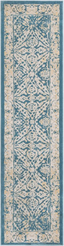 2' 7 x 10' Fanshawe · Medallion rug, teal and cream