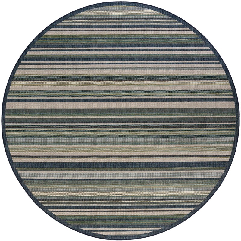 10' x 10' McBride · Striped Outdoor Rug, blue and ivory