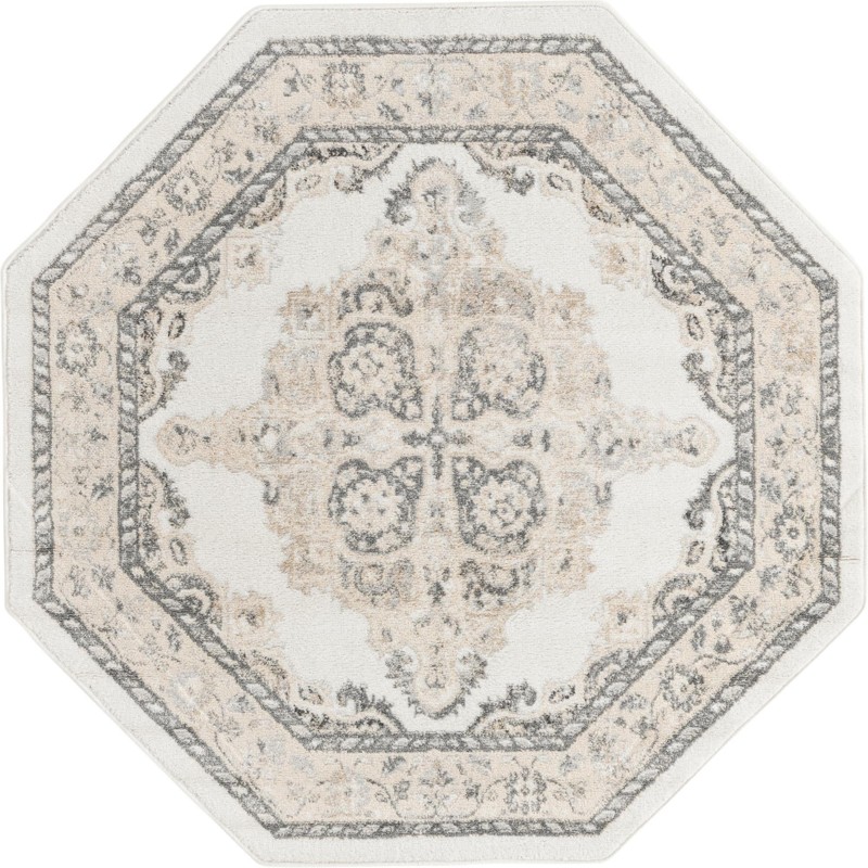 Selby · Medallion rug, ivory and gray