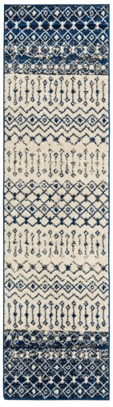 2' 7 x 10' Vernon · Tribal geometric rug, blue and ivory