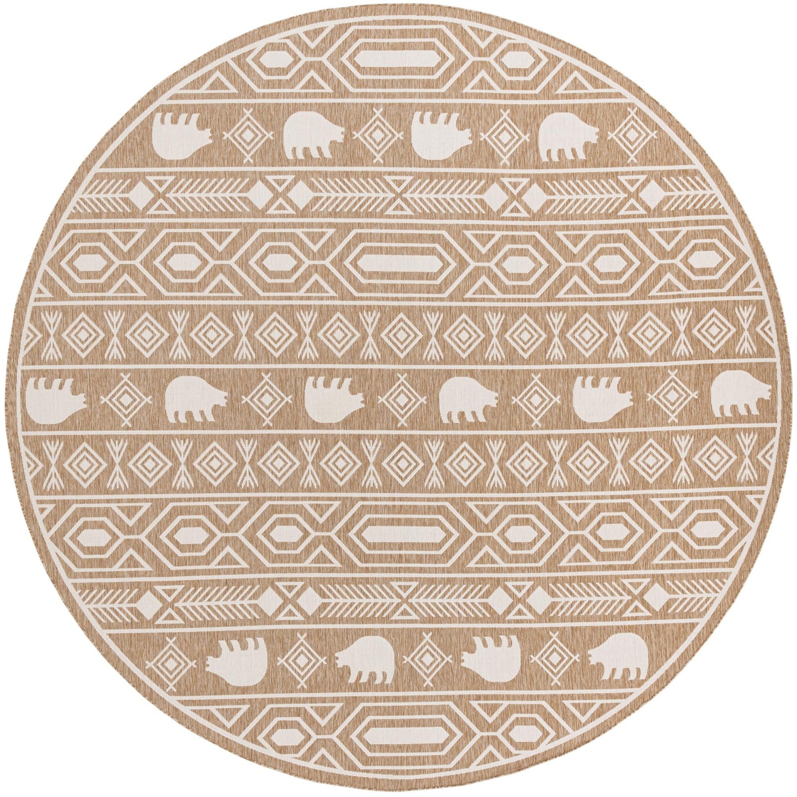 13' x 13' Ralston · Geometric bear Outdoor Rug, taupe and ivory