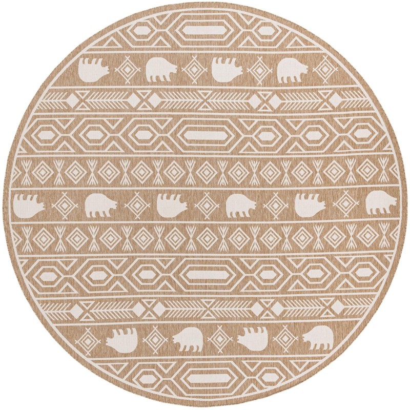 13' x 13' Ralston · Geometric bear Outdoor Rug, taupe and ivory