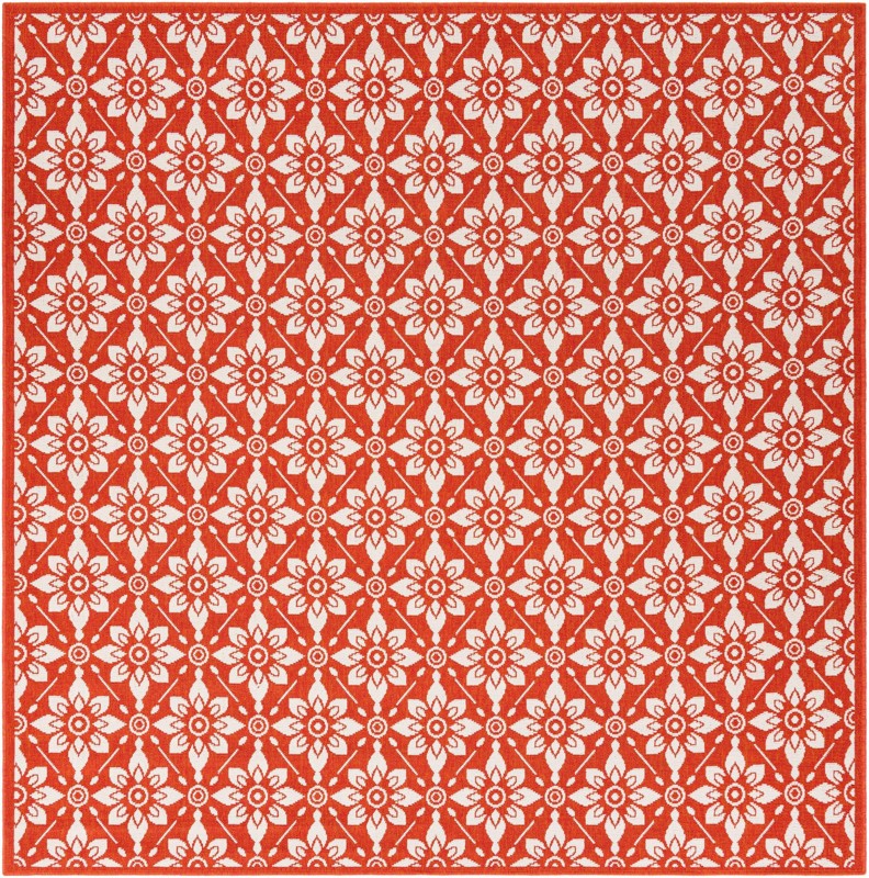 Selwyn · Floral trellis Outdoor Rug, rust and ivory