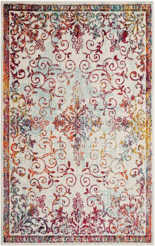 5' 3 x 8' Brockton · Distressed medallion rug, multicolor and ivory