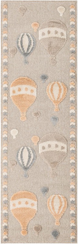 2' 7 x 8' Golding · Hot air balloon rug, beige and peach