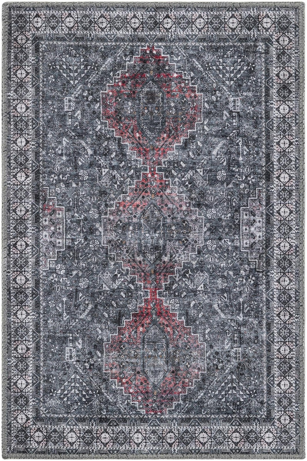2' x 3' 1 Cowper · Border Washable Rug, gray