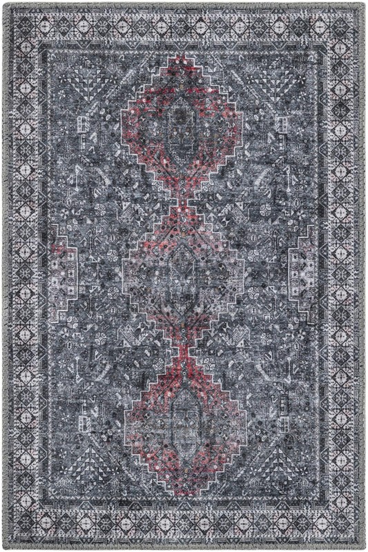 2' x 3' 1 Cowper · Border Washable Rug, gray