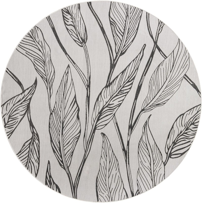 10' 8 x 10' 8 Milton · Floral / botanical Outdoor Rug, charcoal ivory