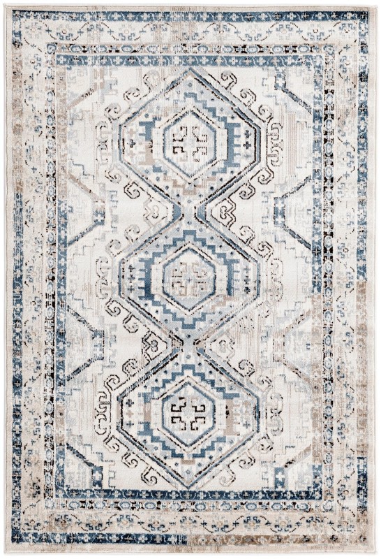 4' x 6' Harmon · Border rug, gray blue