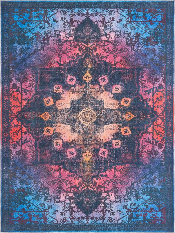 Rideout · Distressed medallion Washable Rug, multicolor and black