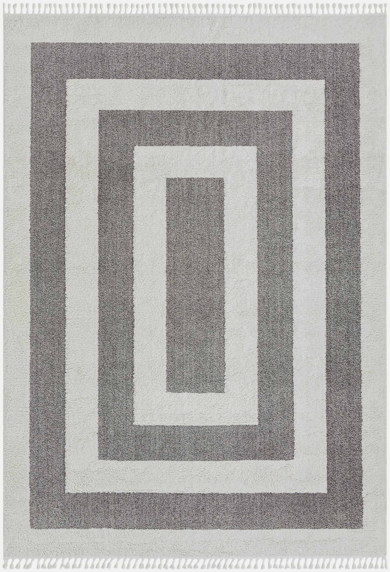 9' 6 x 14' 3 Rickard · Border rug, gray