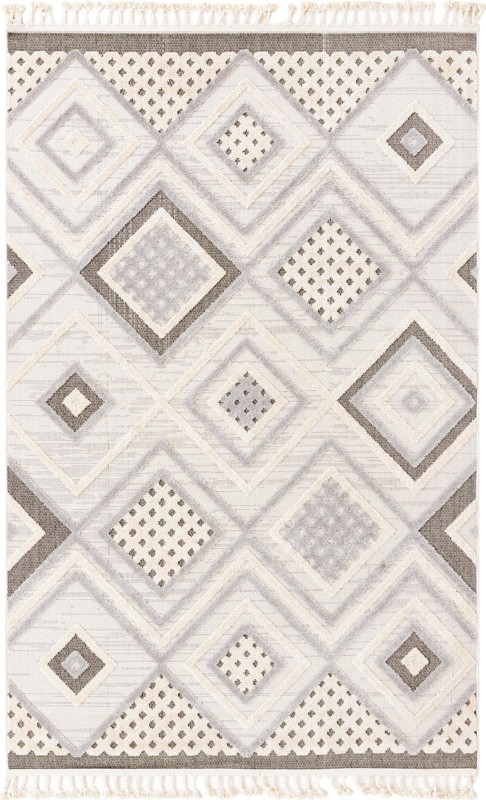 6' x 9' Crowley · Diamond geometric rug, beige and gray