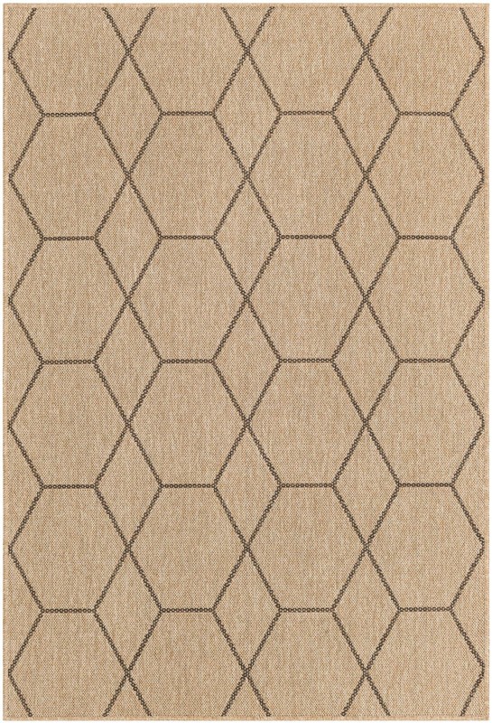 4' x 6' Richter · Geometric lattice rug, natural and brown