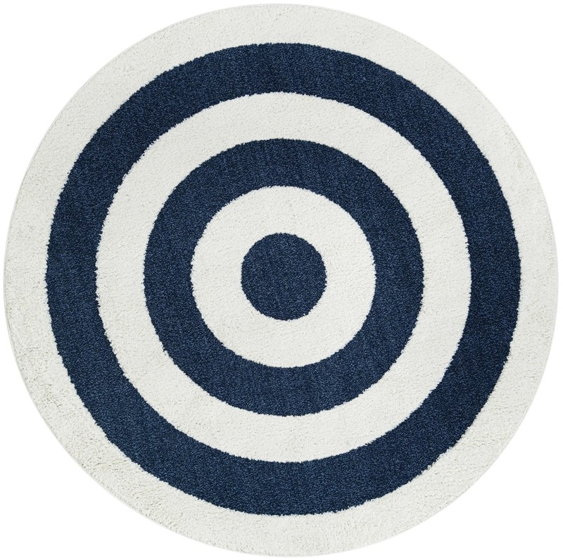 7' 10 x 7' 10 Rickard · Border rug, blue and ivory