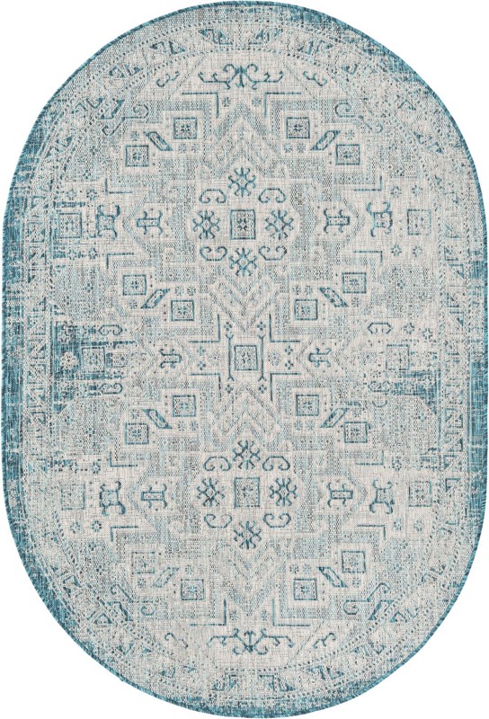 5' 3 x 8' Estuary · Medallion Outdoor Rug, teal