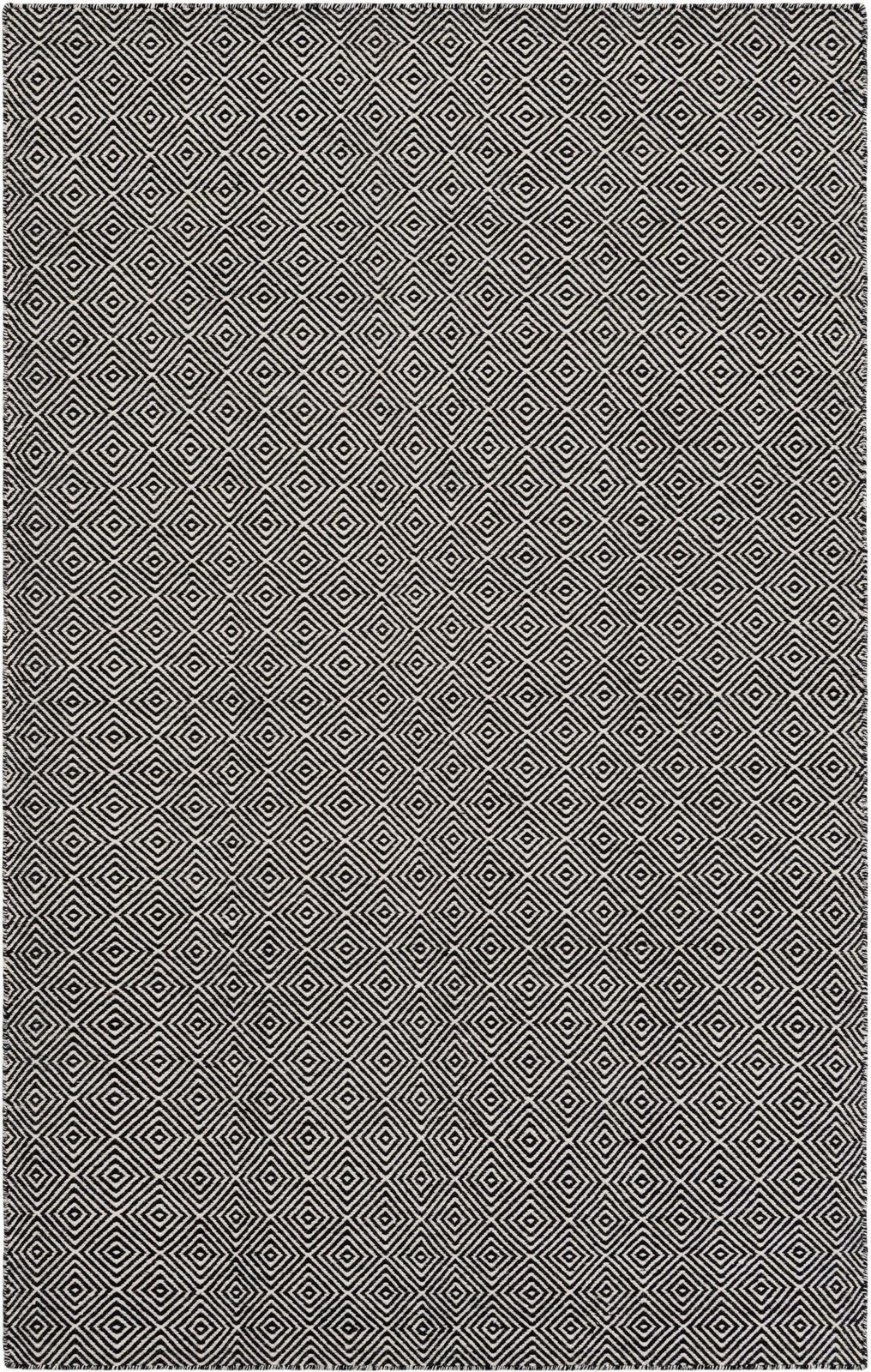 5' 1 x 8' Standish · Diamond Wool Rug, black and ivory