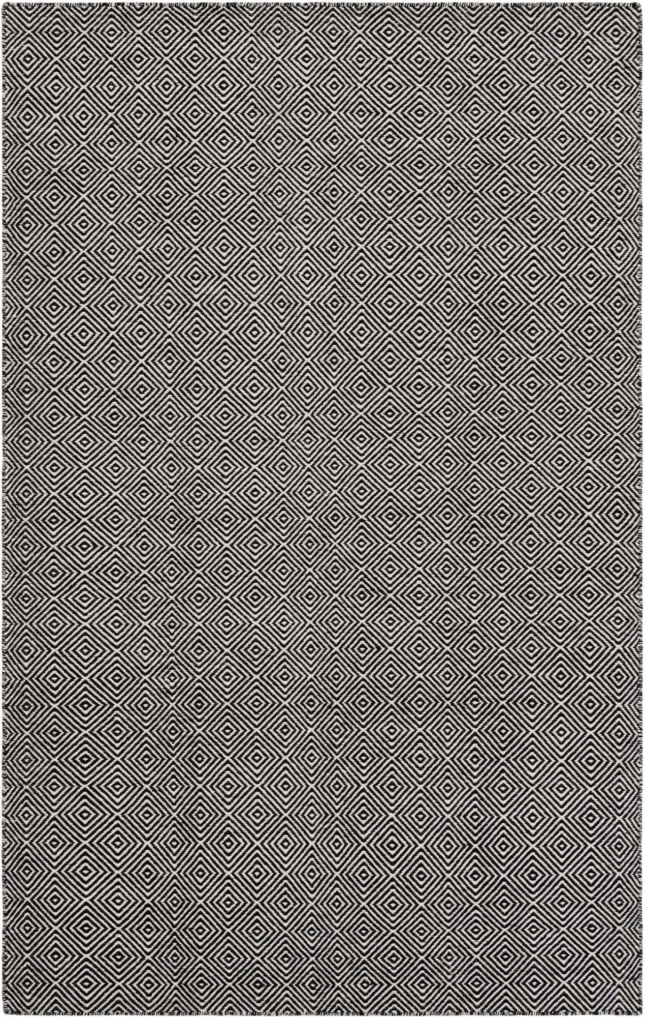 5' 1 x 8' Standish · Diamond Wool Rug, black and ivory