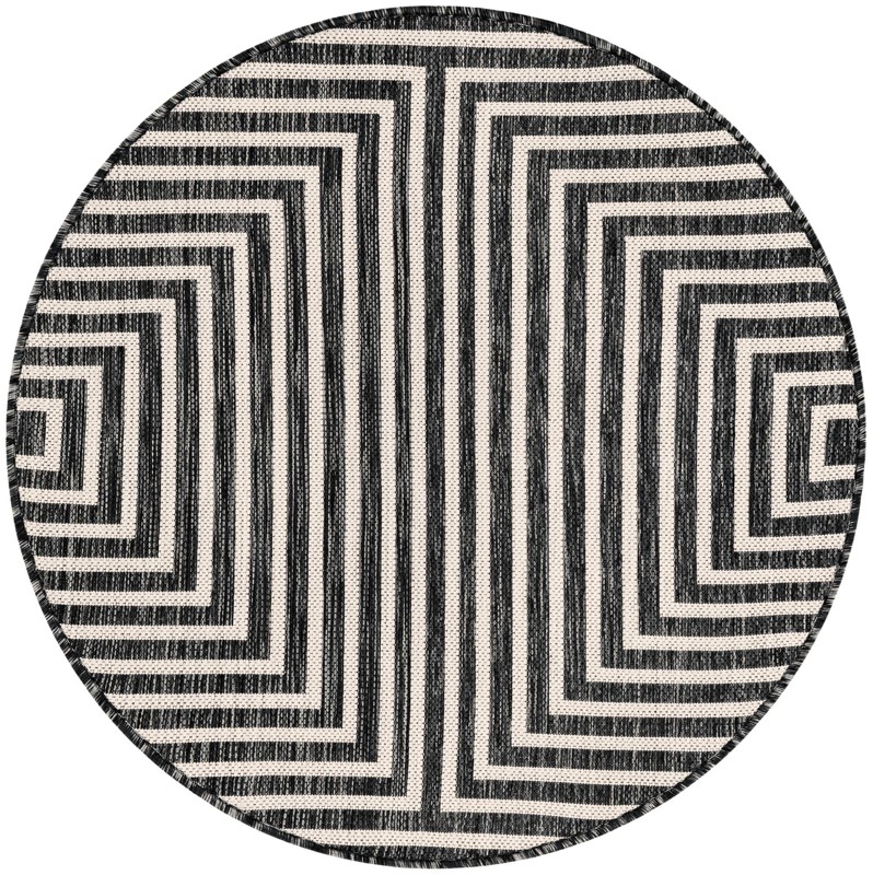 3' x 3' Gorse · Geometric Outdoor Rug, black and white