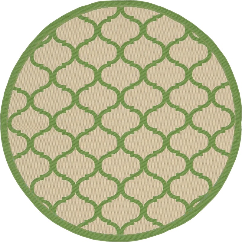 6' x 6' Fanshawe · Trellis Outdoor Rug, green and beige