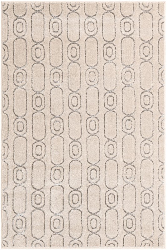 Renwick · Geometric rug, white and silver