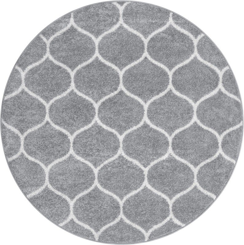 3' x 3' Ingram · Lattice rug, gray and ivory