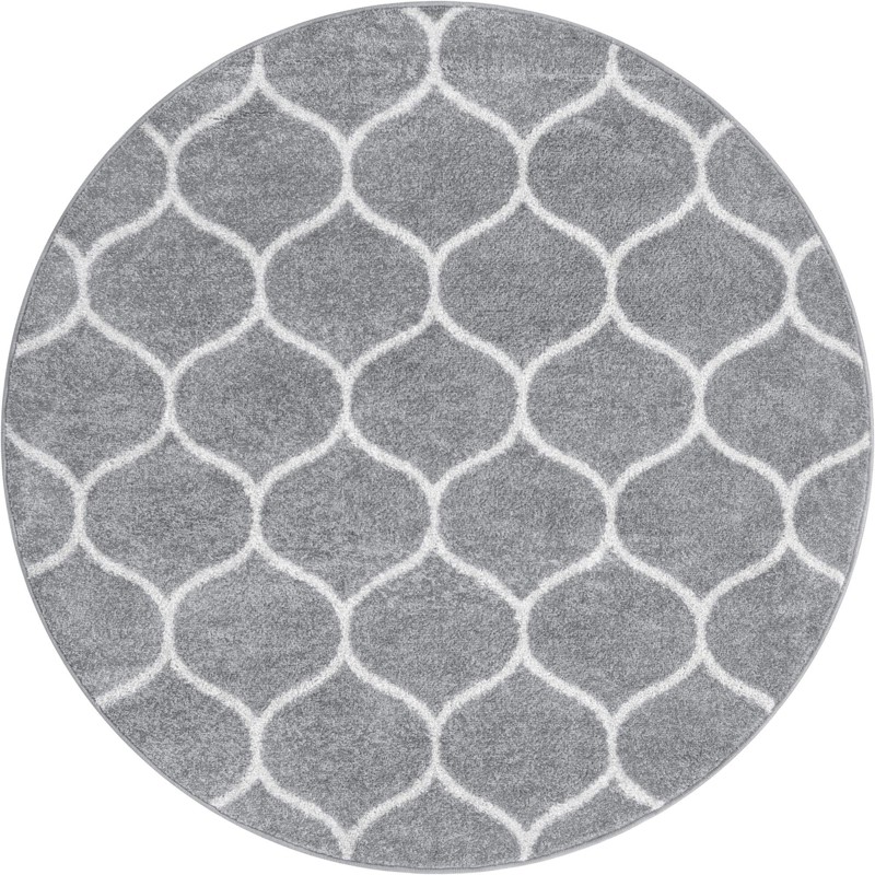 7' 10 x 7' 10 Ingram · Lattice rug, gray and ivory