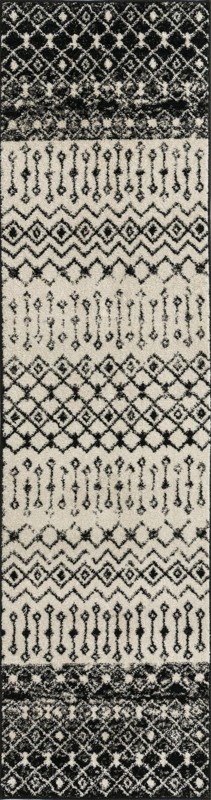 2' 7 x 10' Vernon · Tribal geometric rug, black and white