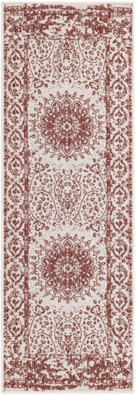 2' x 6' Royce · Border Outdoor Rug, rust red
