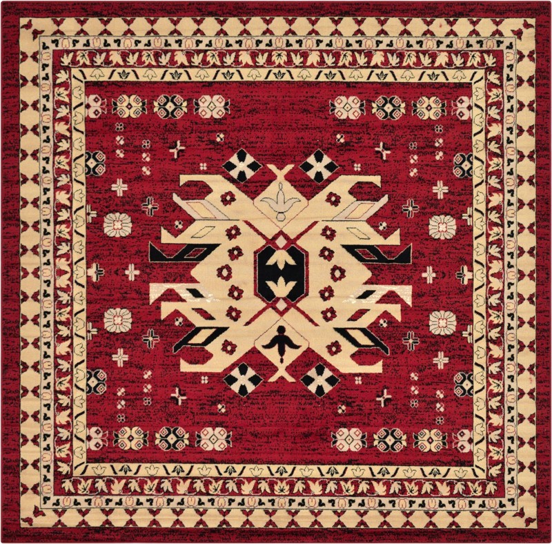 Isadora · Border rug, red