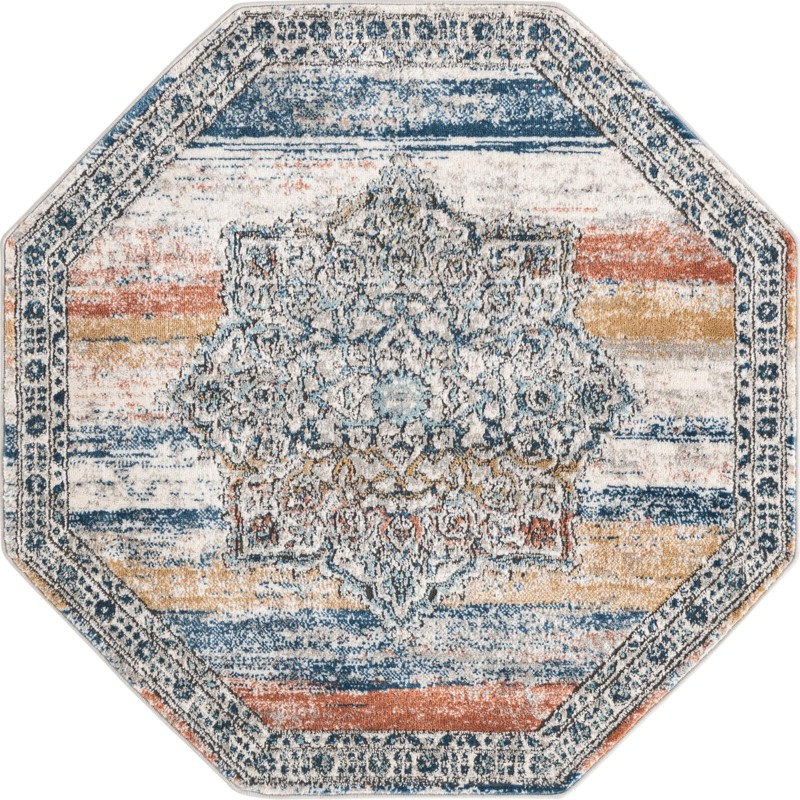 4' x 4' Wade · Border rug, multi