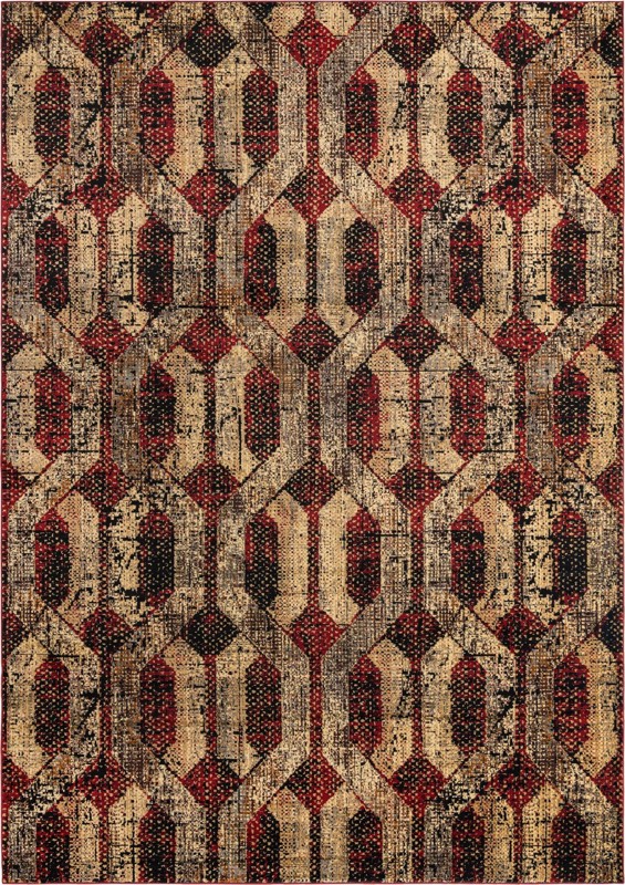 10' x 14' Acadia · Geometric lattice rug, burgundy and beige