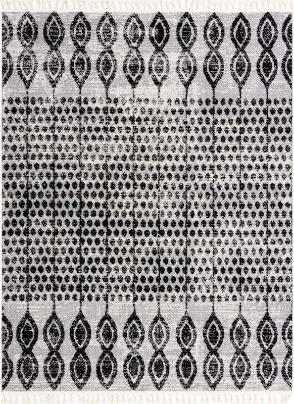 7' 10 x 10' Ferrall · Tribal striped rug, black and ivory