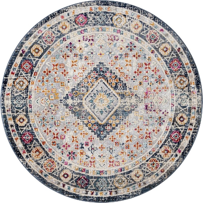 3' 7 x 3' 7 Eads · Border rug, white