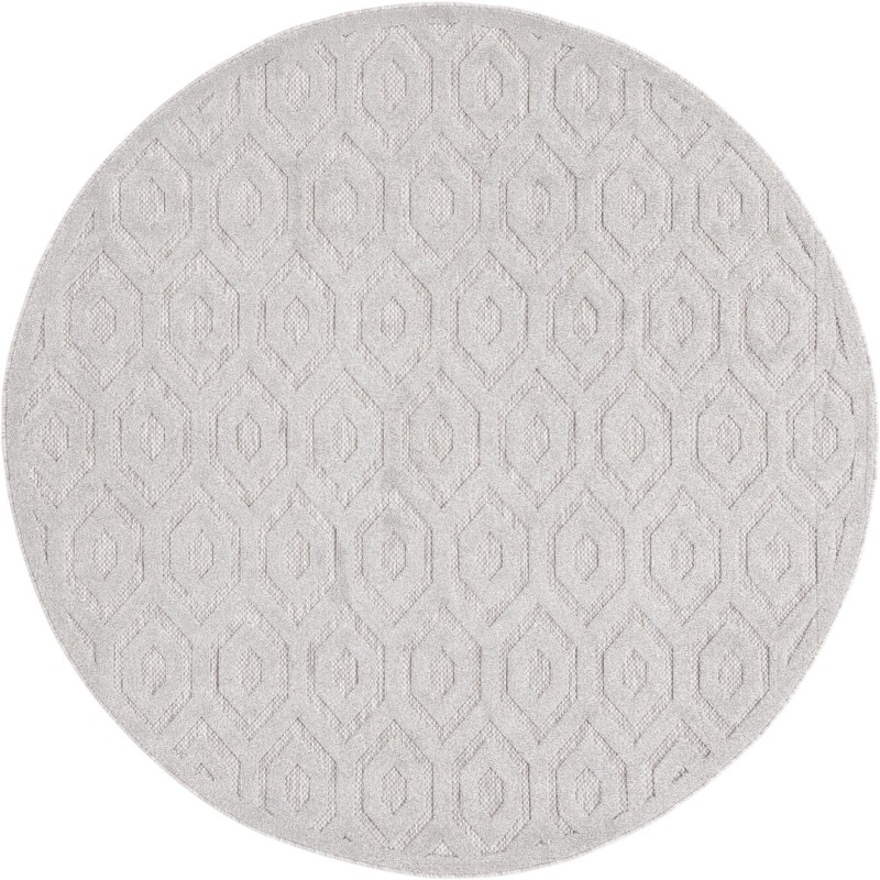 7' x 7' Roanoke · Geometric trellis Outdoor Rug, light gray