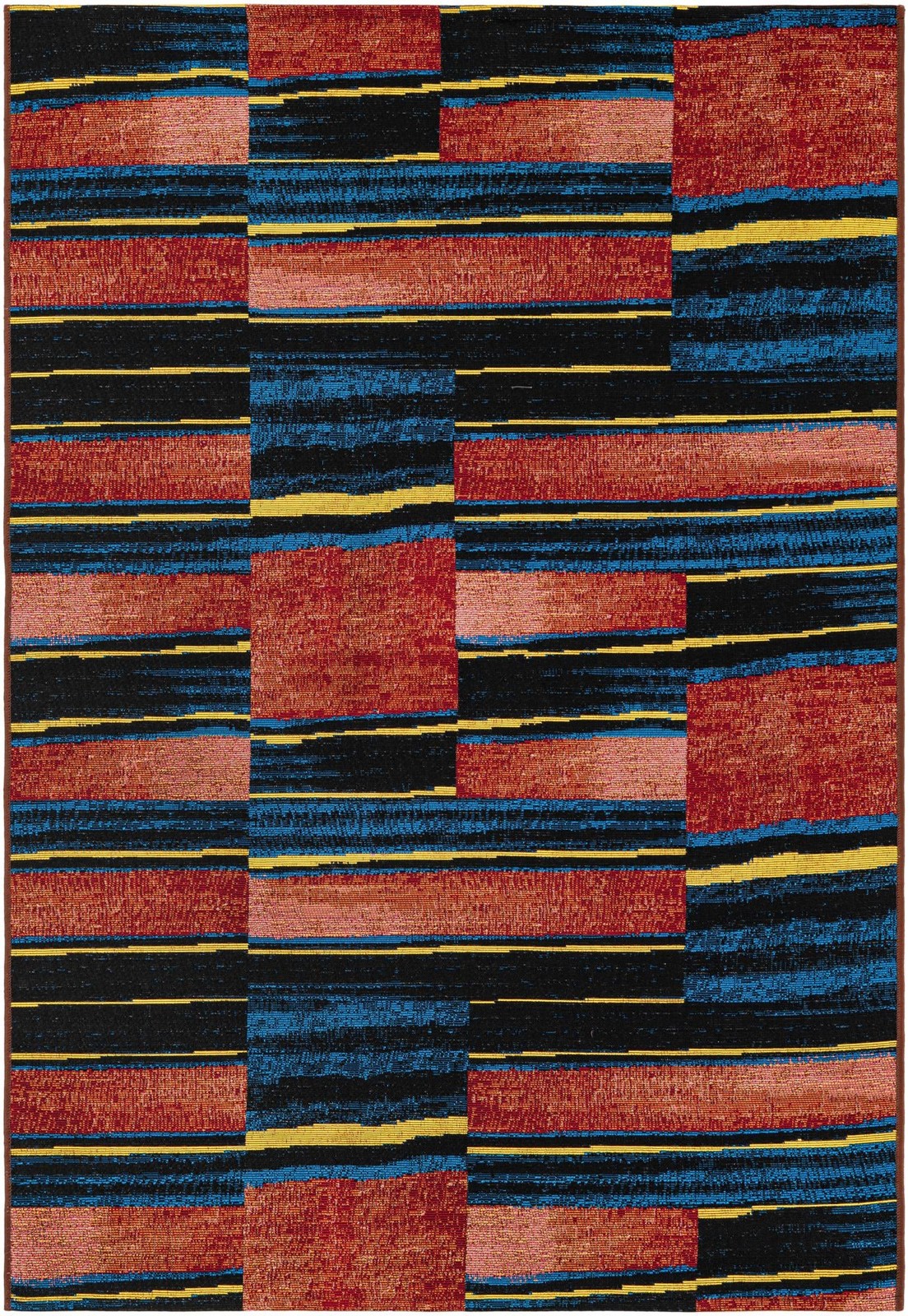 4' x 6' Conley · Abstract striped Outdoor Rug, red and black