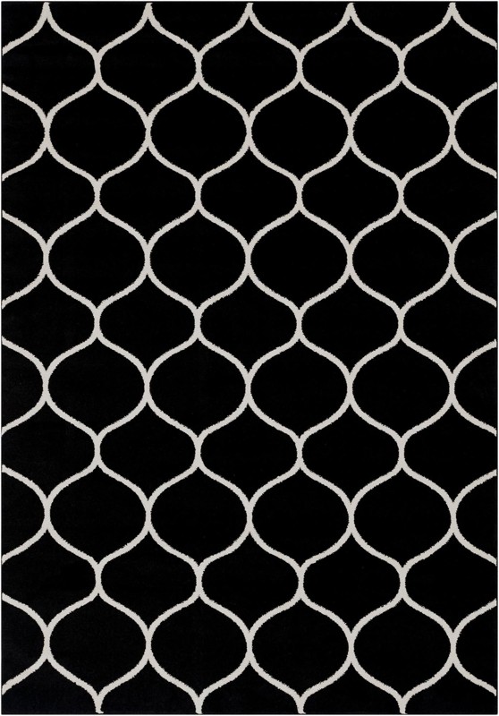 7' x 10' Ingram · Lattice rug, black and ivory