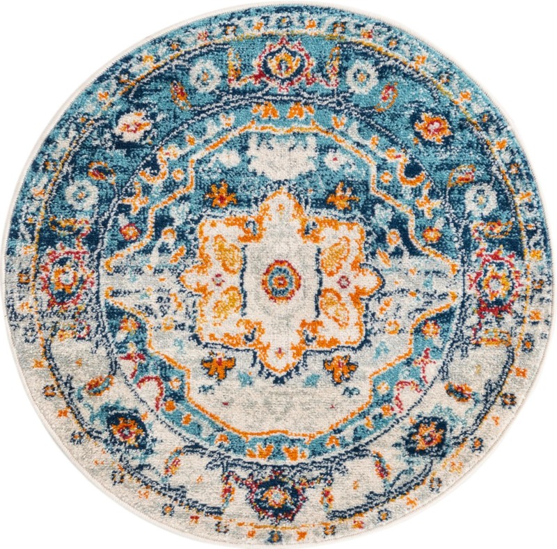 3' x 3' Pierce · Border rug, teal