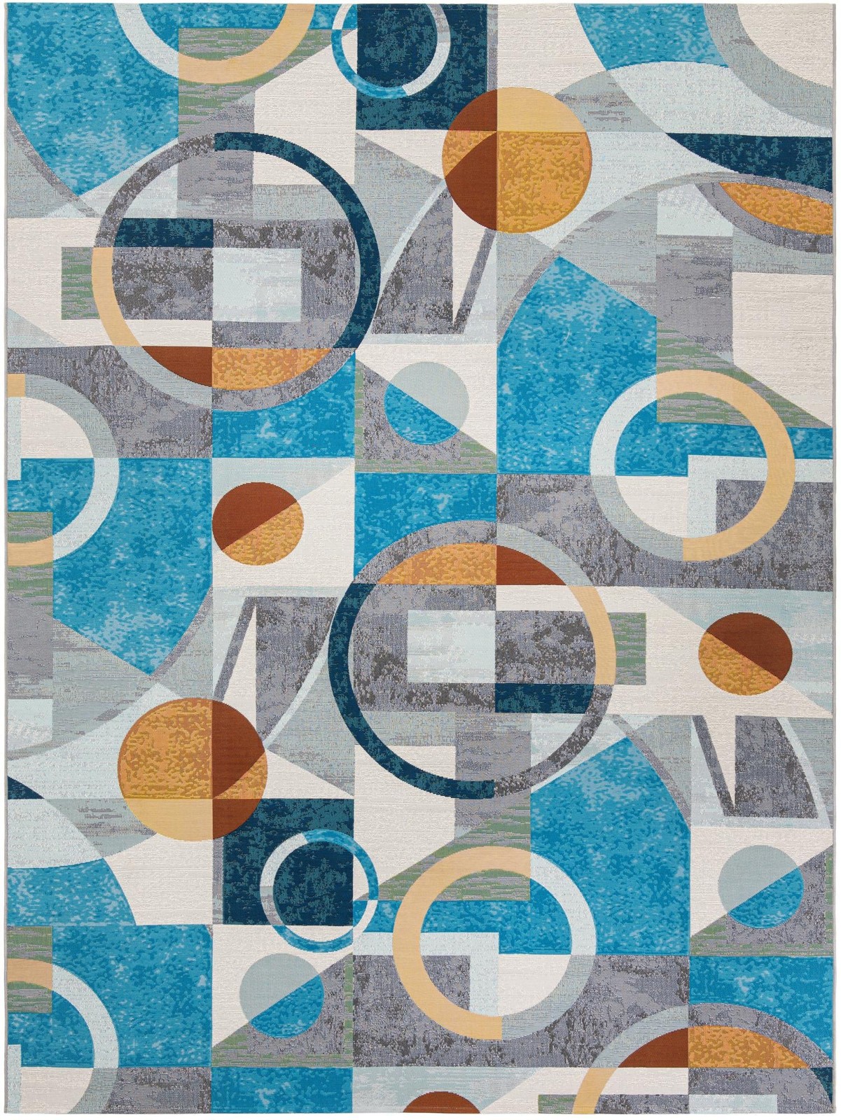 9' x 12' Lomax · Abstract geometric Outdoor Rug, blue and multicolor