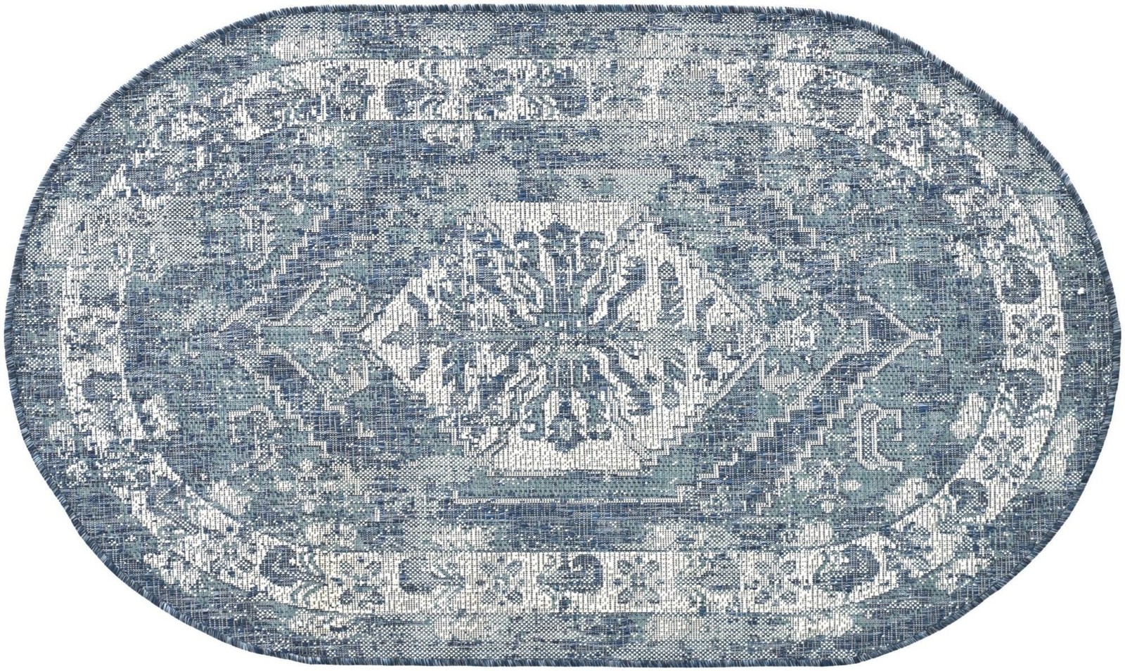 3' x 5' 3 Wylie · Distressed medallion Outdoor Rug, shades of blue