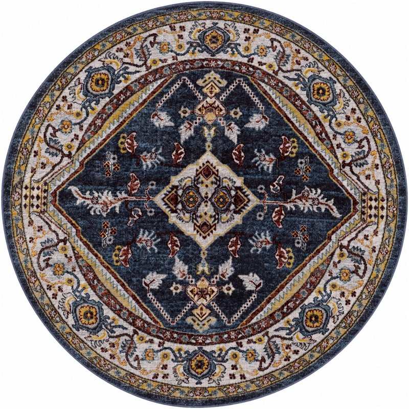 Murray · Border Washable Rug, navy blue